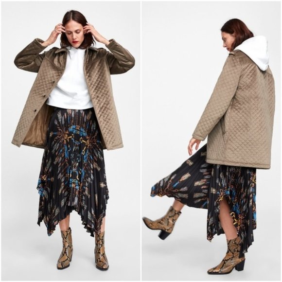 ZARA QUILTED VELVET COLLARED WARM PARKA COAT BRAND NEW WITH TAGS MEDIUM - Picture 4 of 4